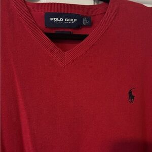 Polo Golf Ralph Lauren Red V-Neck Sweater